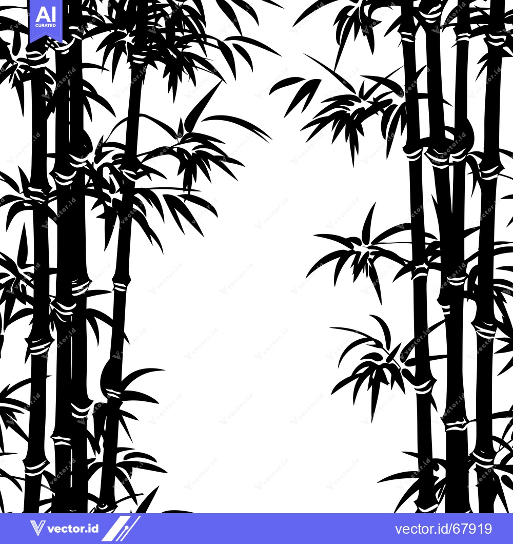 Premium Vector dari Black and White Illustration of a Bamboo Forest