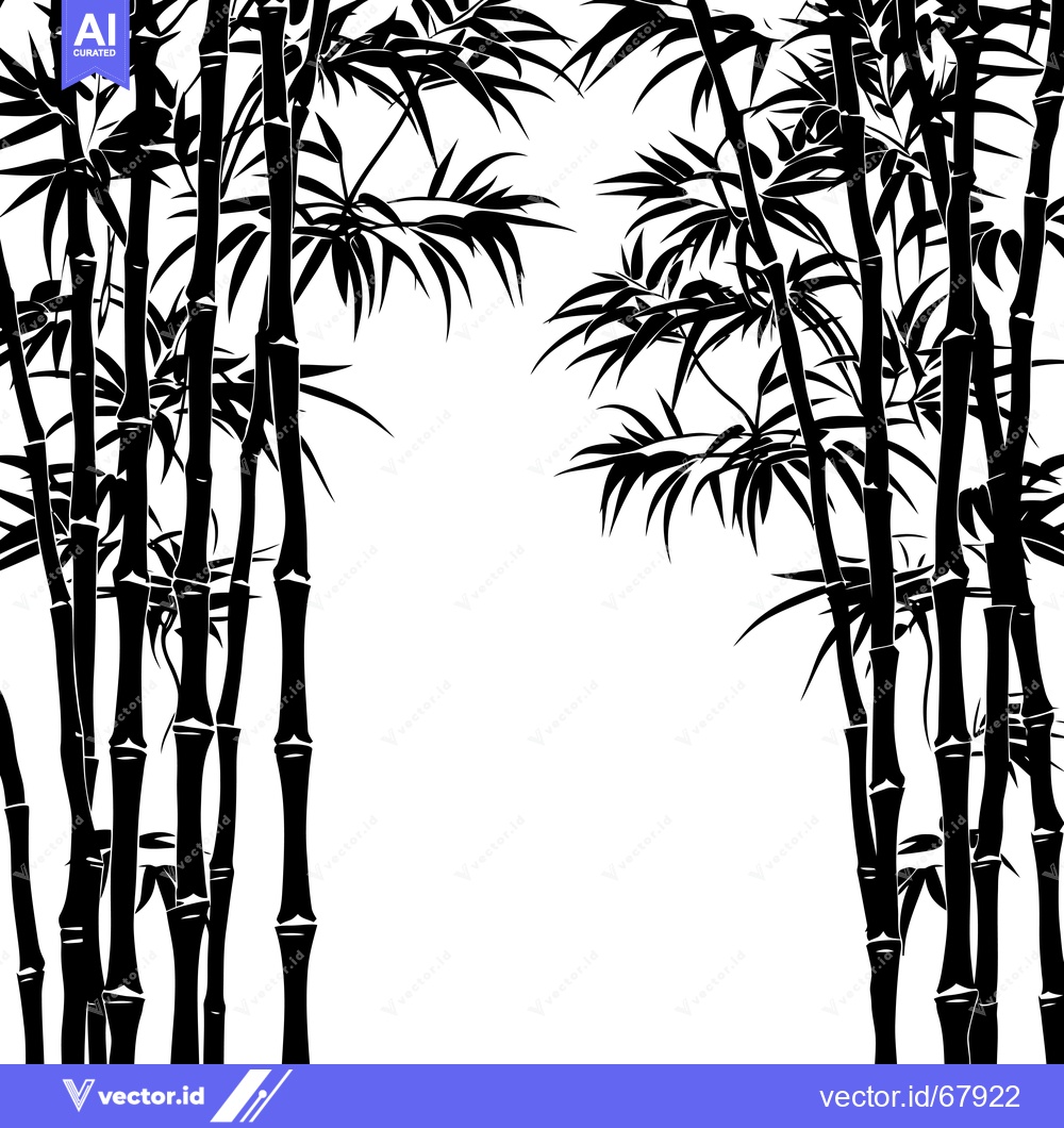 Premium Vector dari A Black and White Silhouette of a Bamboo Forest