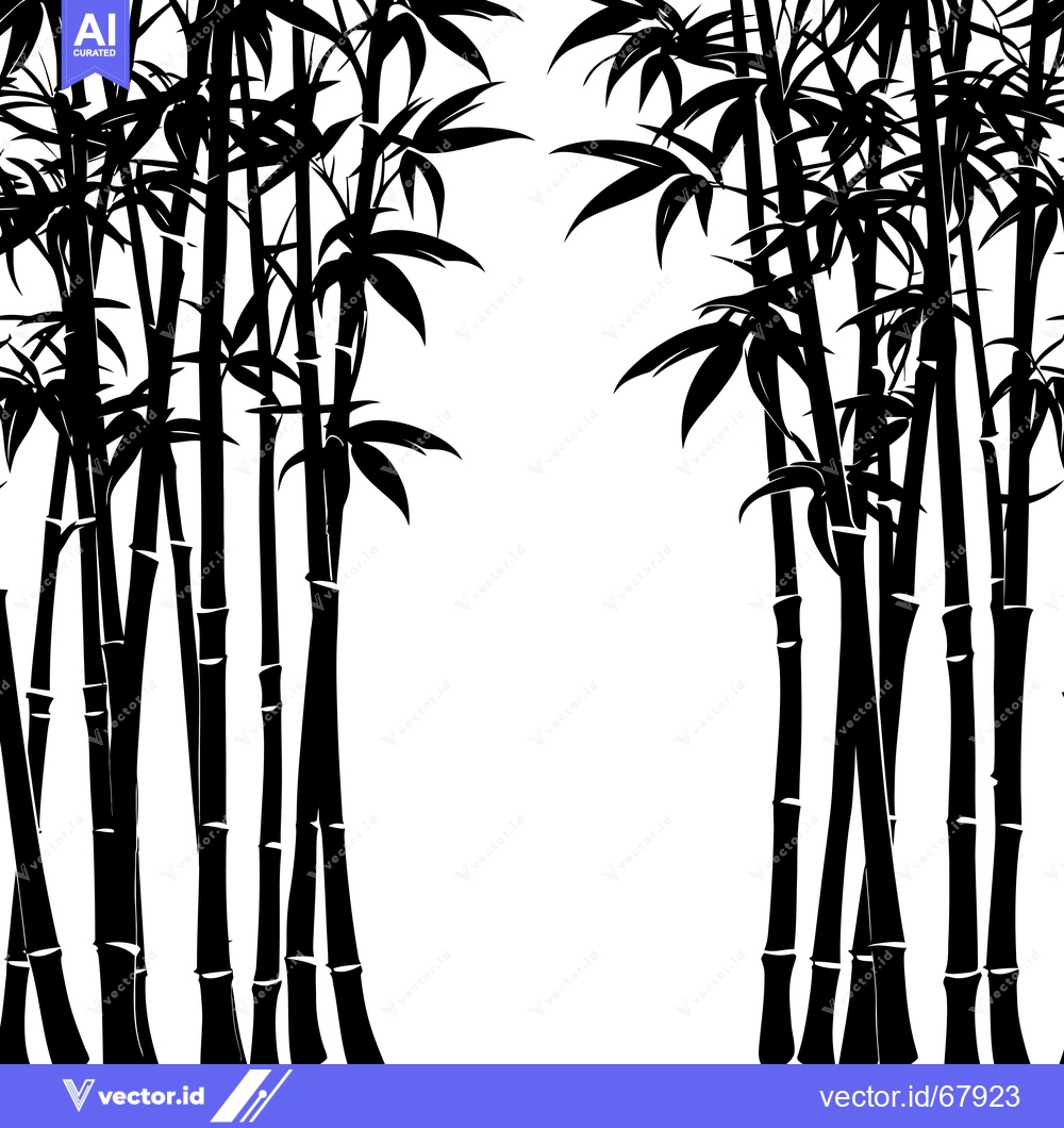 Premium Vector of Black and White Silhouette of a Bamboo Forest