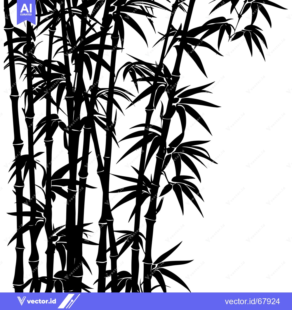 Premium Vector of Black and White Silhouette of a Bamboo Forest
