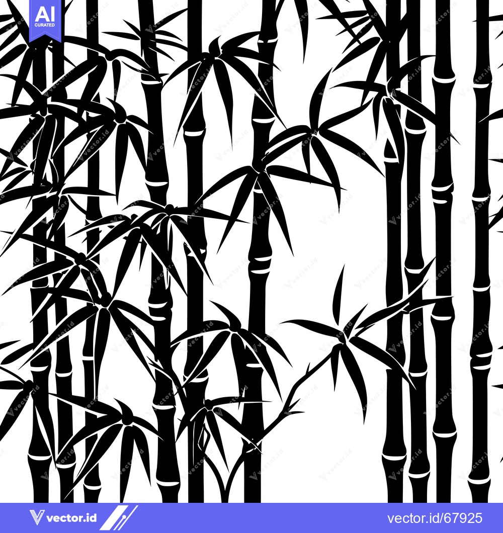 Premium Vector dari Black and White Silhouette of Bamboo Plants