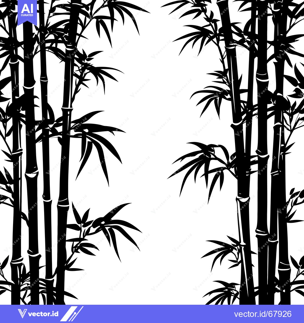 Premium Vector dari Black and White Silhouette of Bamboo Plants