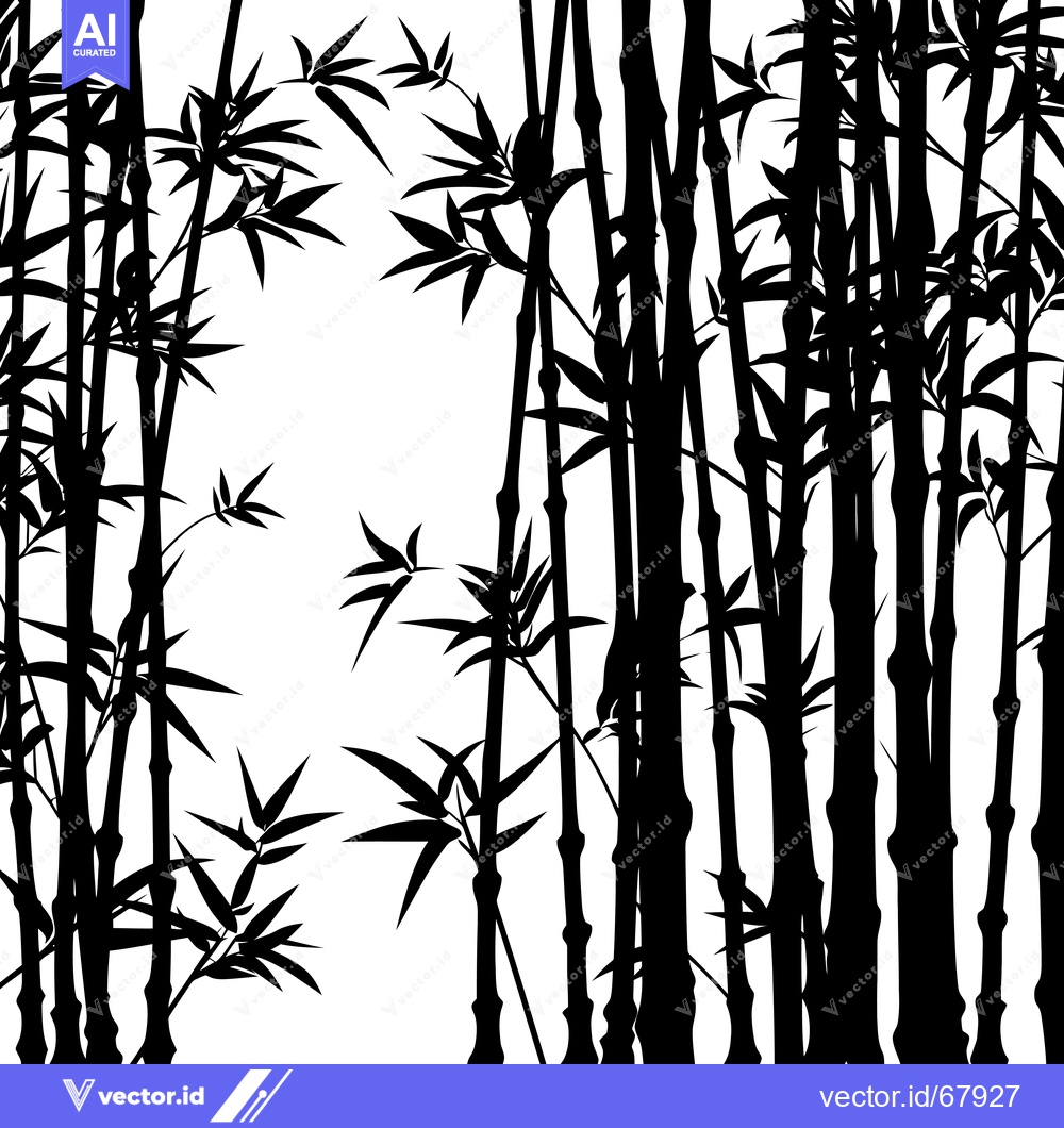 Premium Vector of Black and White Silhouette of Bamboo Plants