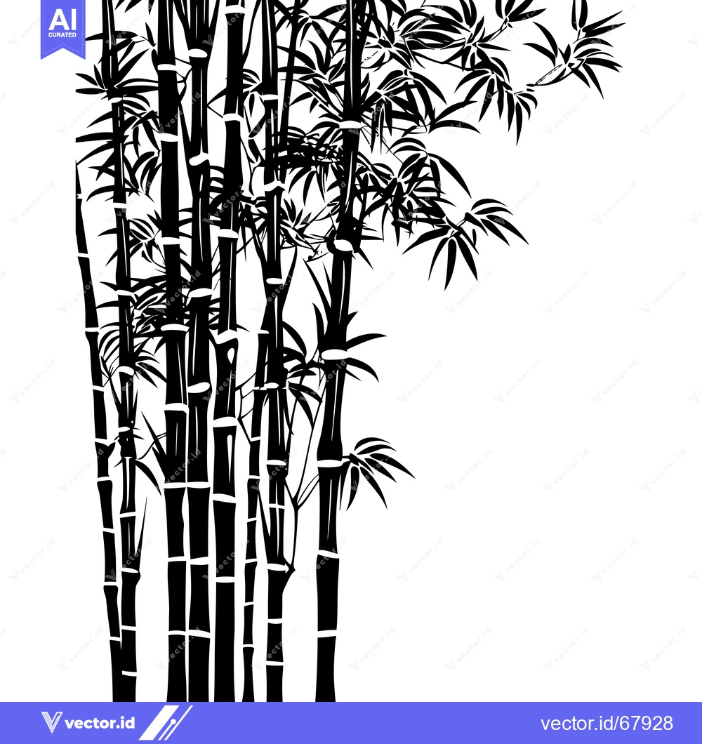 Premium Vector dari Black and white illustration of a cluster of bamboo plants