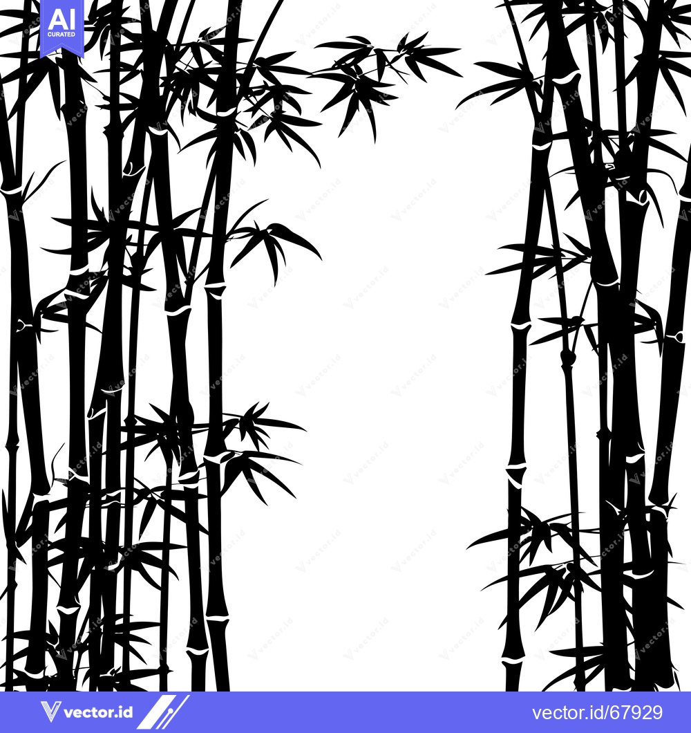 Premium Vector of Black and White Silhouette of Bamboo Forest