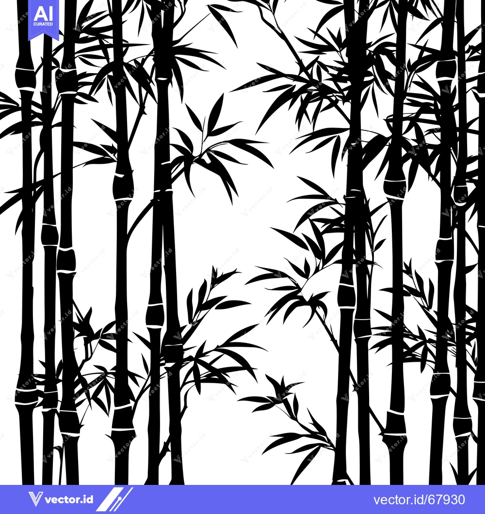 Premium Vector dari Black and White Silhouette of Bamboo Plants