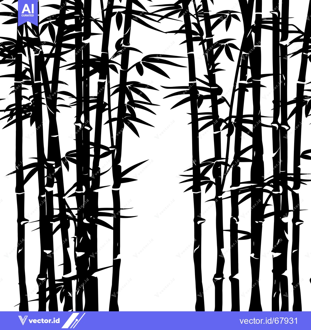 Premium Vector dari Black and White Silhouettes of Bamboo Forest