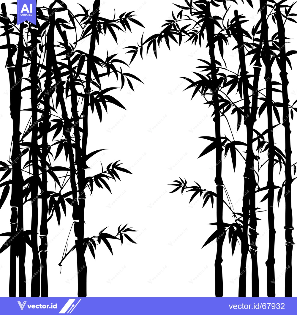 Premium Vector of Black and White Silhouette of Bamboo Plants
