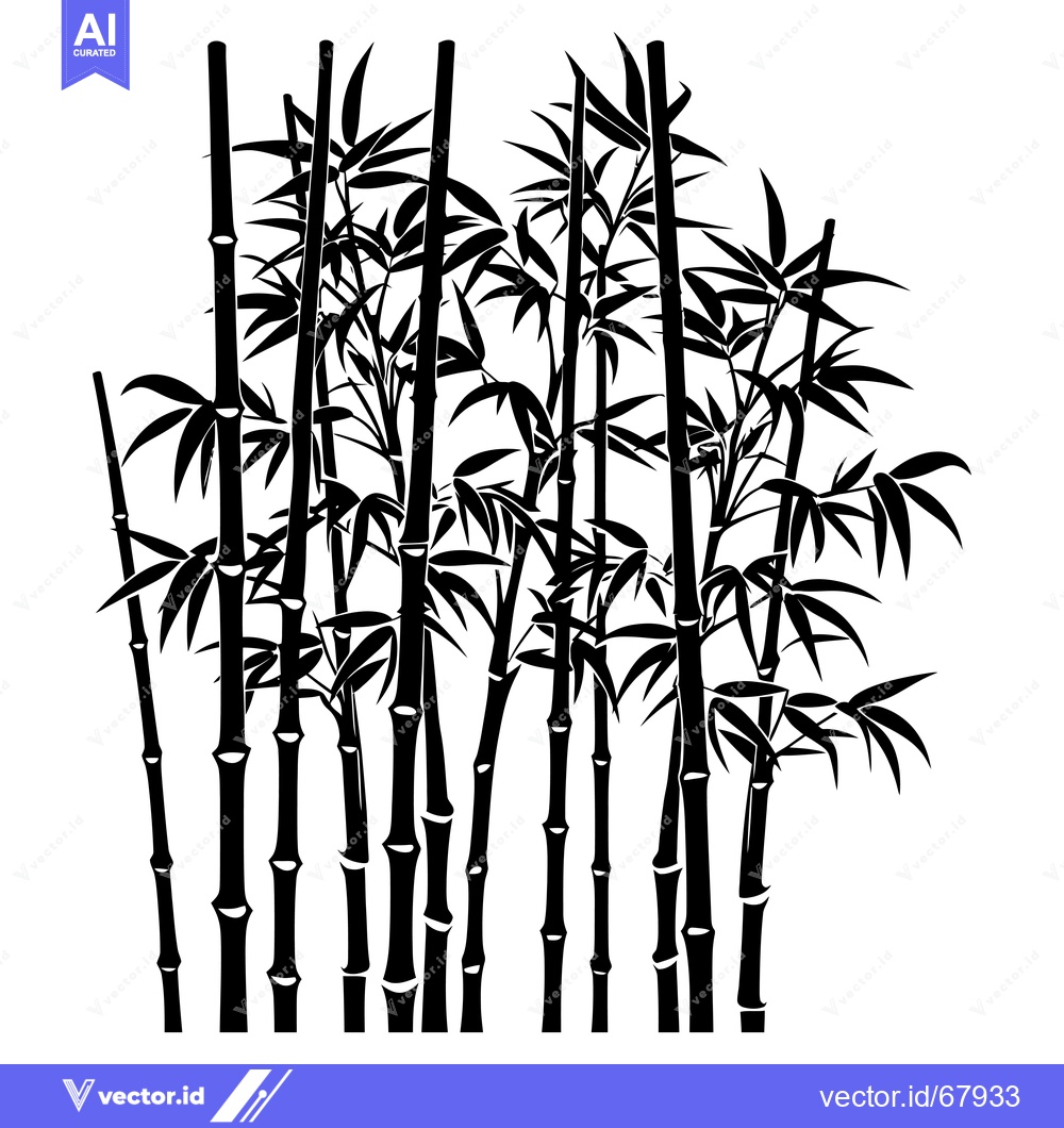 Premium Vector dari Black and white silhouette of a bamboo forest