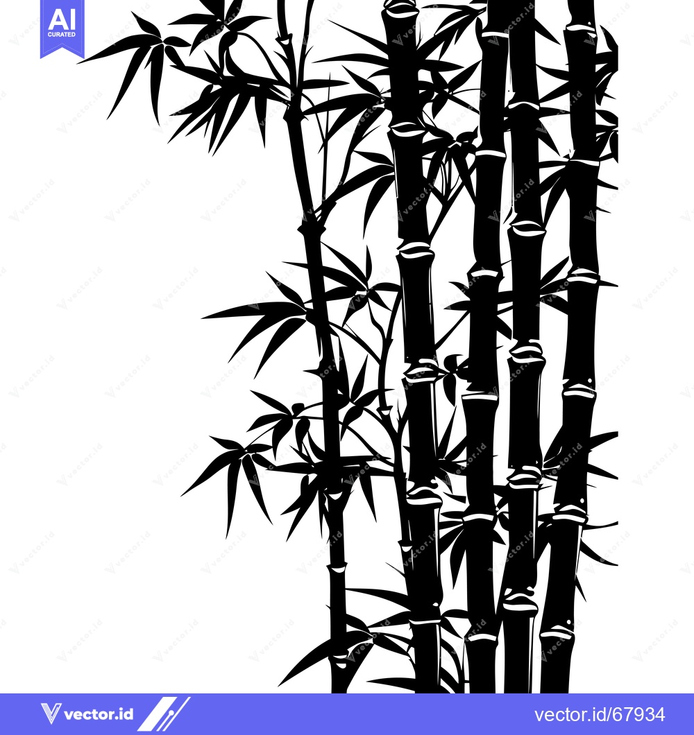 Premium Vector dari Black and White Silhouette of Bamboo Plants