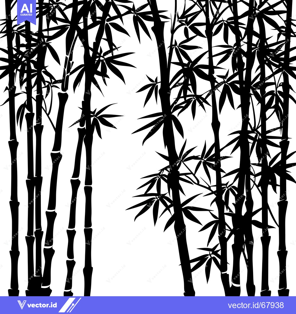 Premium Vector of Black and White Silhouette of a Bamboo Forest