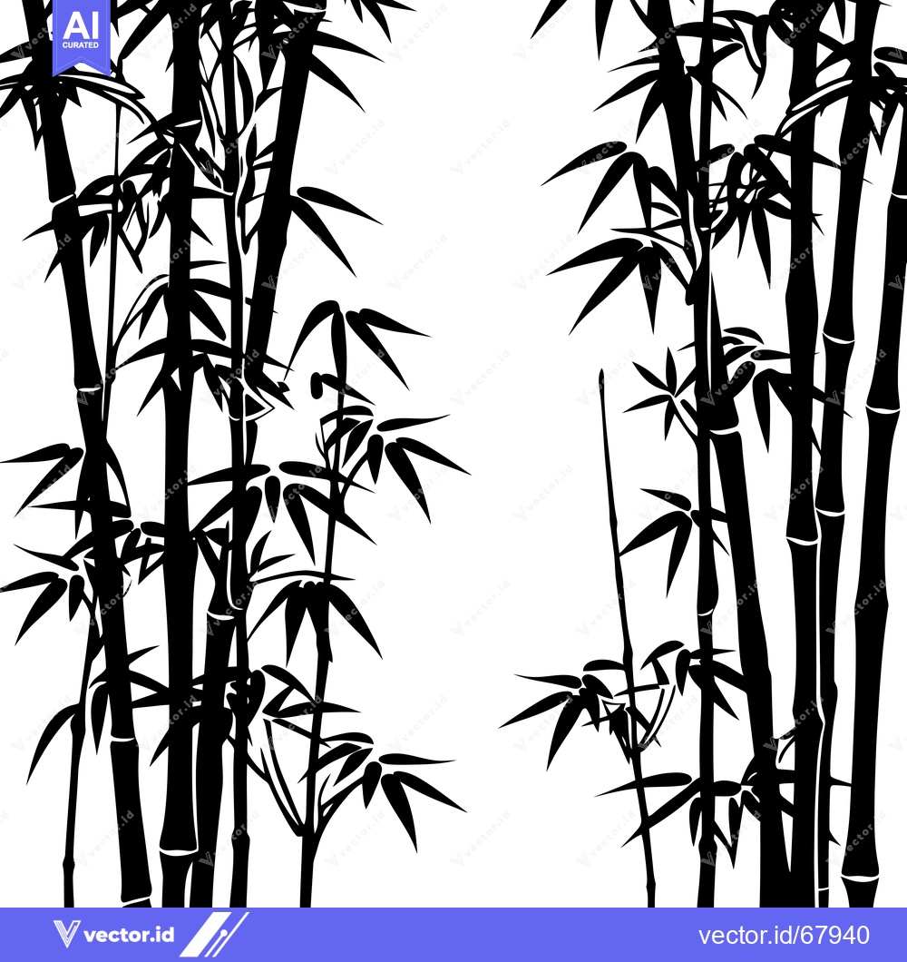 Premium Vector of Black and White Silhouette of a Bamboo Forest