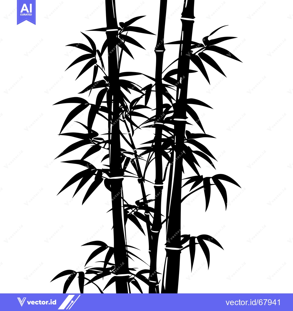 Premium Vector dari Black and White Silhouette of Bamboo Stalks and Leaves