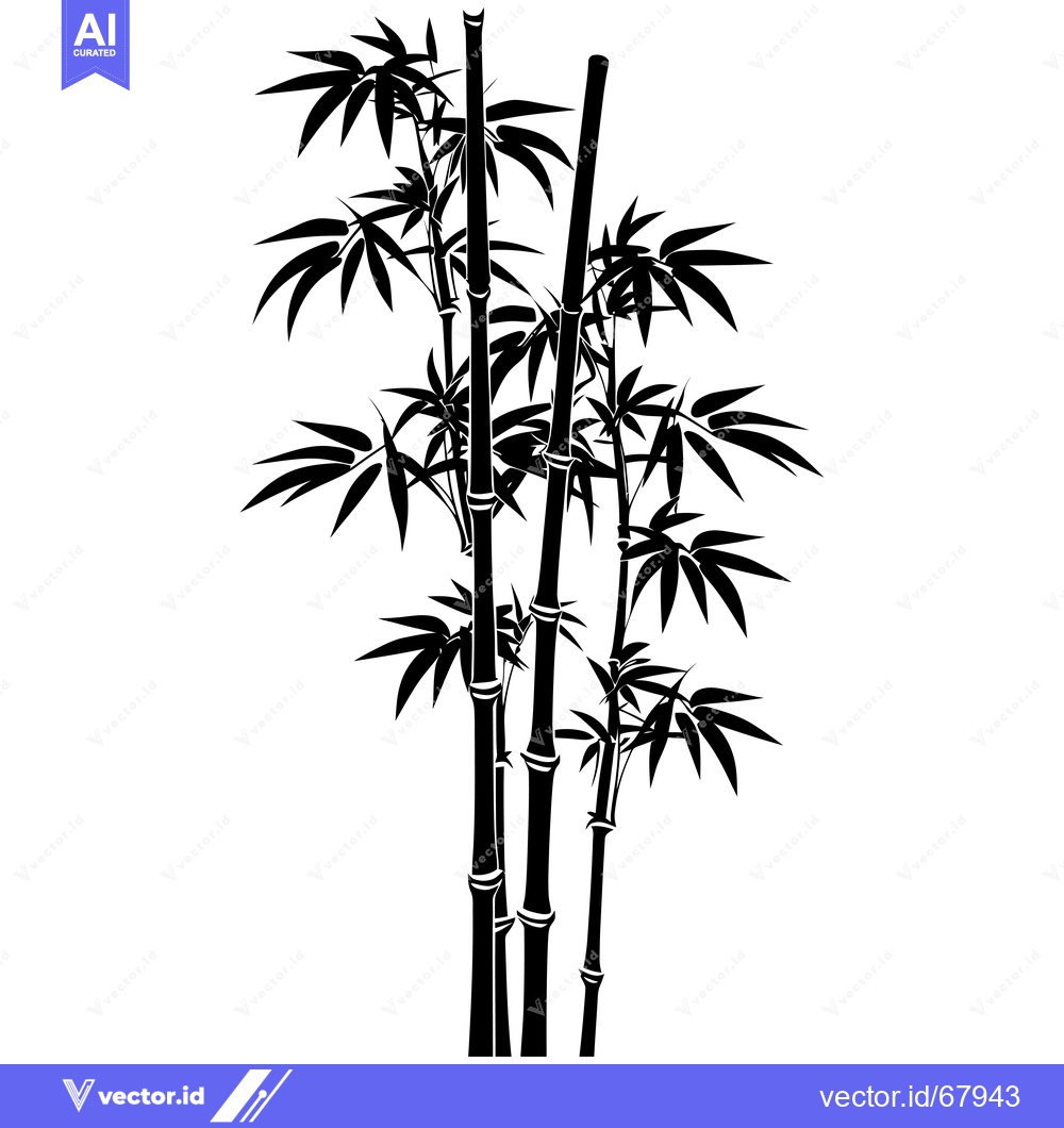 Premium Vector of Black and White Silhouette of Bamboo Plants