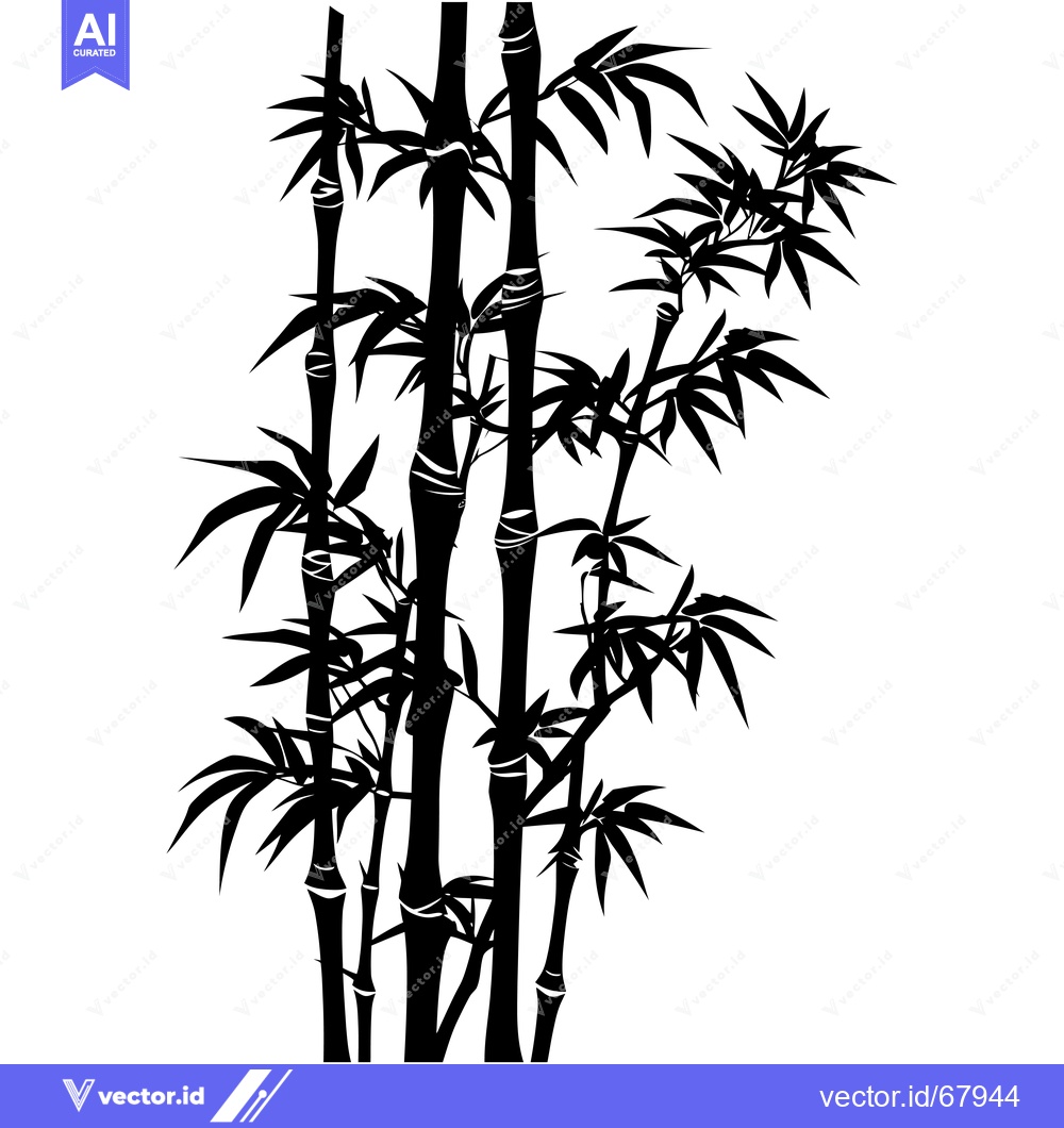Premium Vector dari Black and White Silhouette of Bamboo Plants
