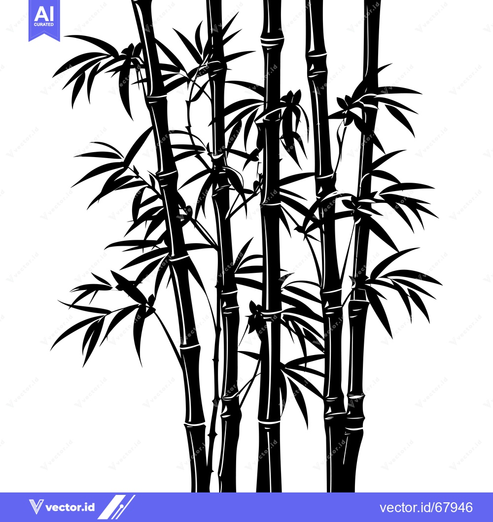 Premium Vector dari Black and White Silhouette of a Bamboo Forest