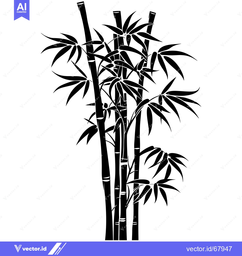 Premium Vector of Black and White Silhouette of a Bamboo Forest