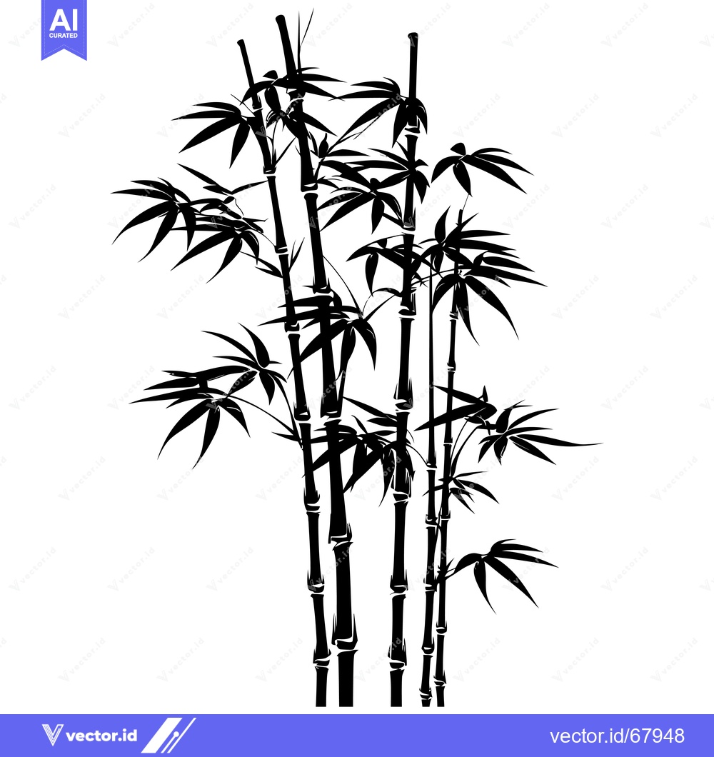 Premium Vector dari Black and White Silhouette of a Bamboo Grove