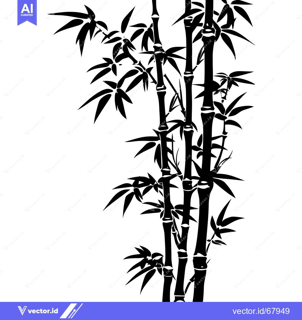 Premium Vector of Black and White Silhouette of a Bamboo Plant