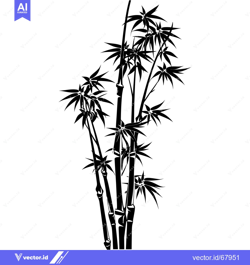 Premium Vector of Black and White Silhouetted Bamboo Plant