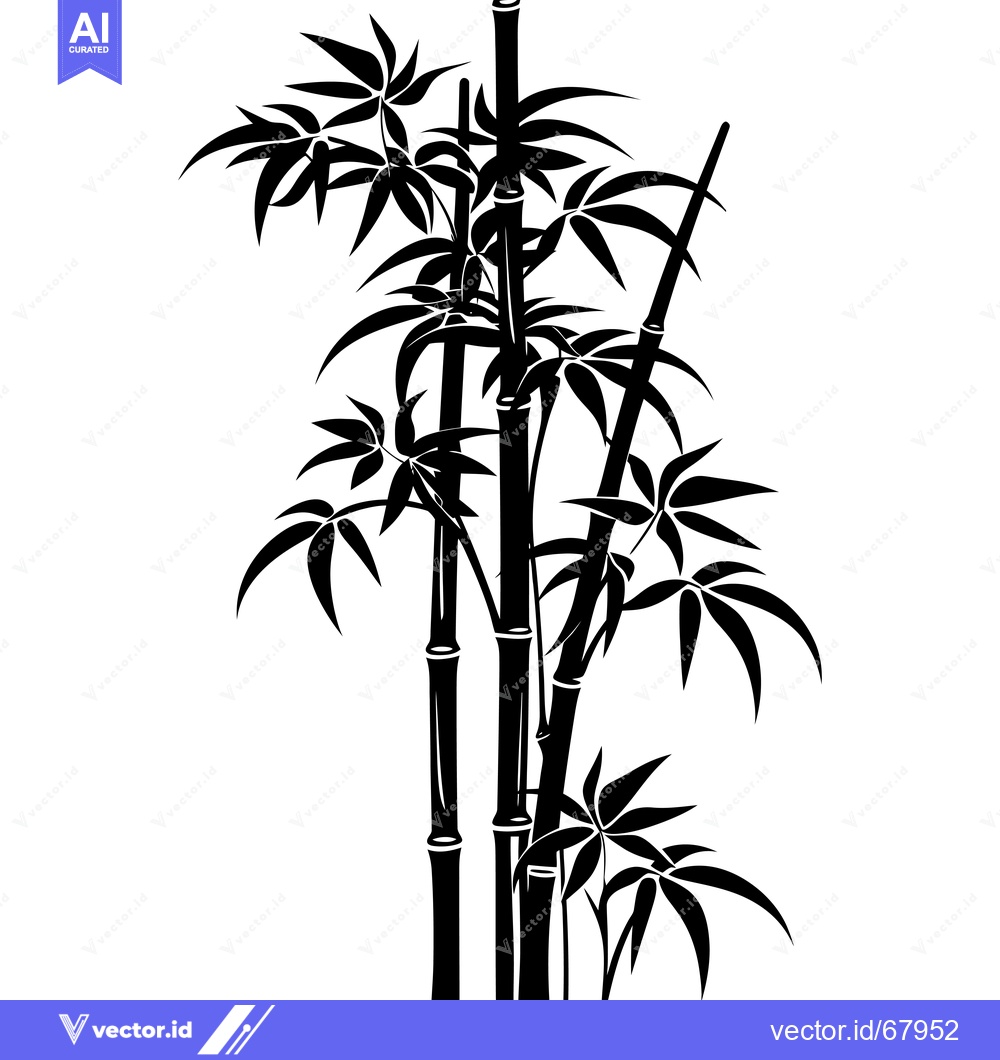 Premium Vector dari Black and White Silhouette of Bamboo Plants
