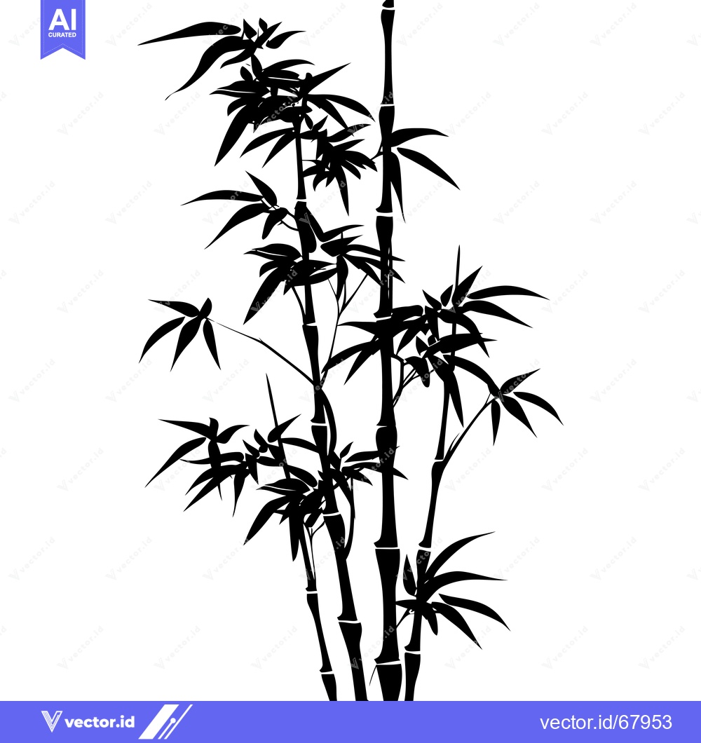 Premium Vector of Black Silhouette of a Cluster of Bamboo Plants