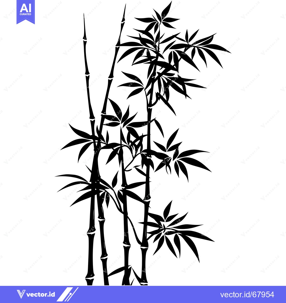 Premium Vector dari Black and White Silhouette of Bamboo Shoots
