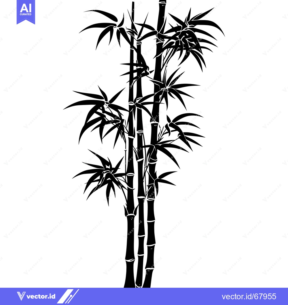 Premium Vector dari Black and White Silhouette of a Bamboo Forest