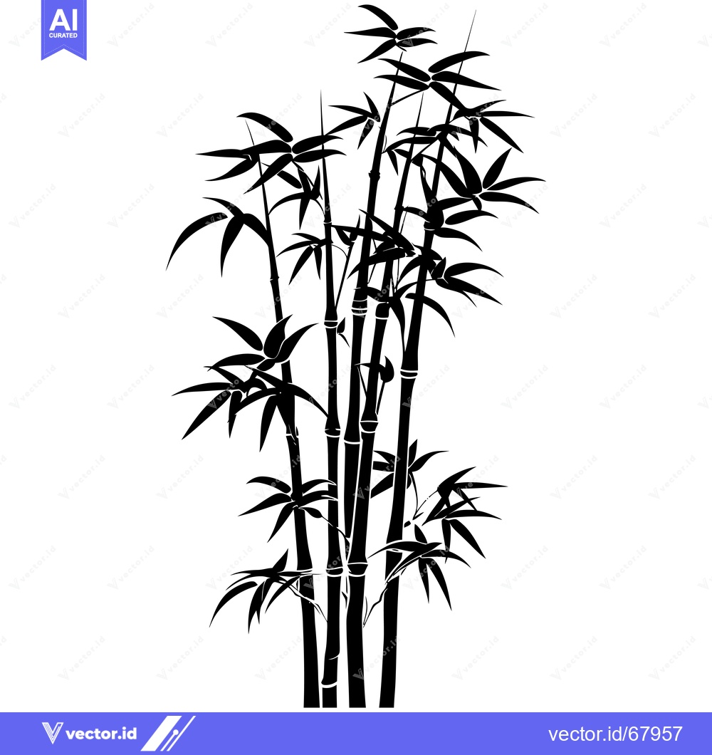 Premium Vector dari Black and White Silhouette of a Cluster of Bamboo Plants