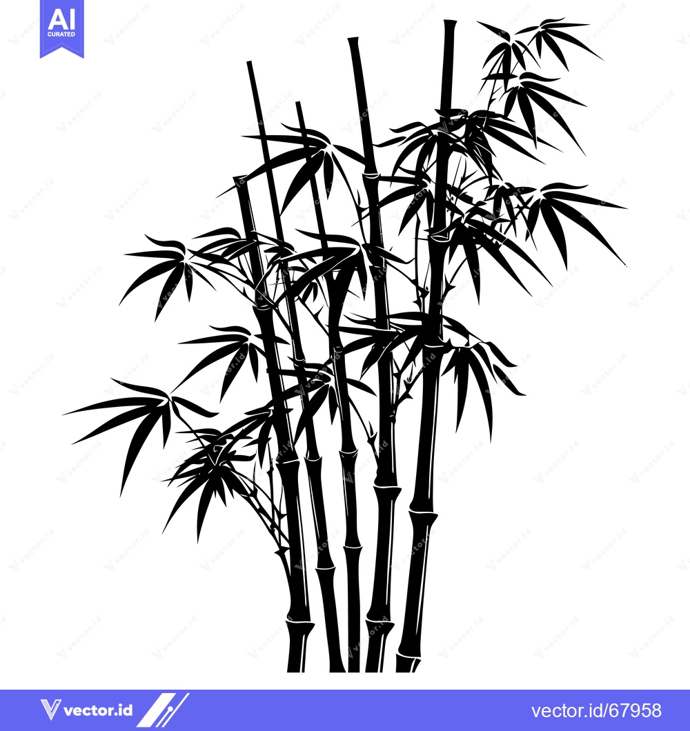 Premium Vector dari Black and white silhouette of a bamboo grove
