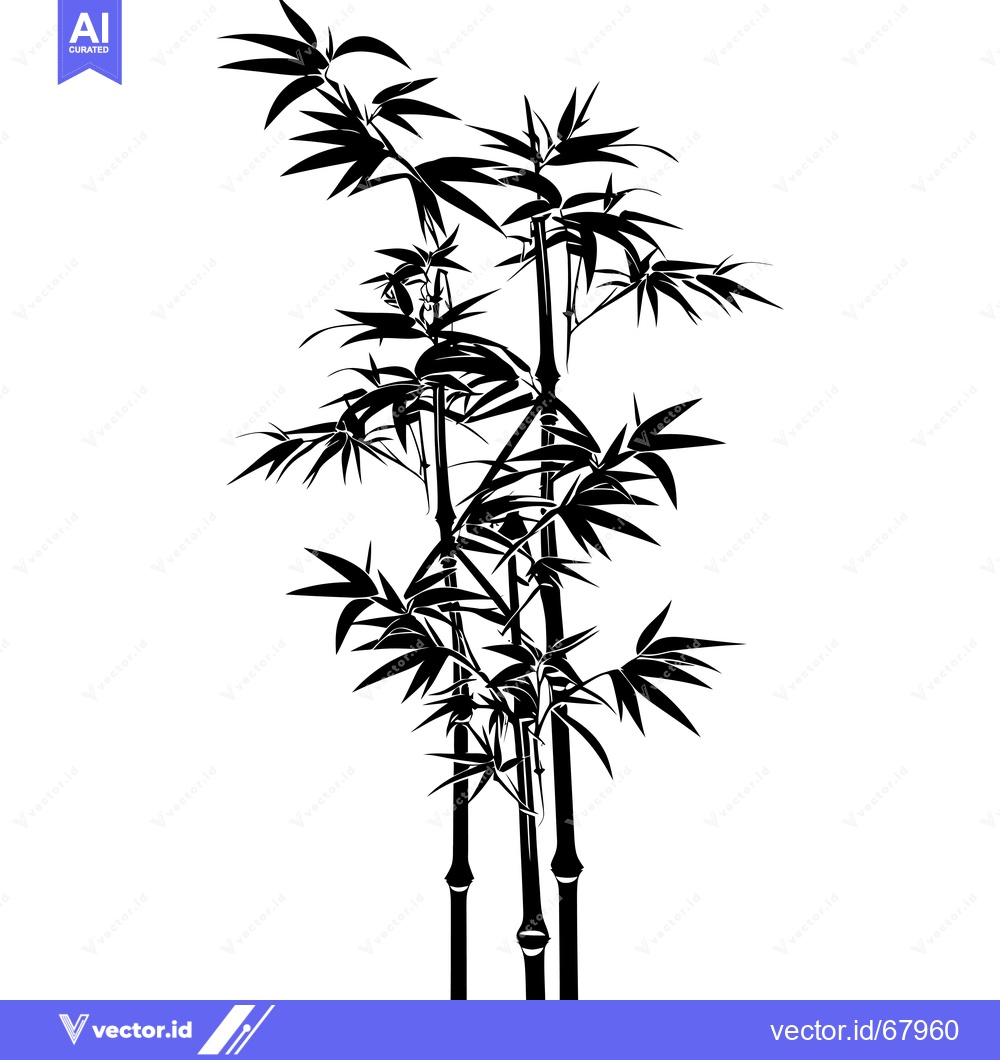 Premium Vector dari Black and White Silhouette of Bamboo Shoots