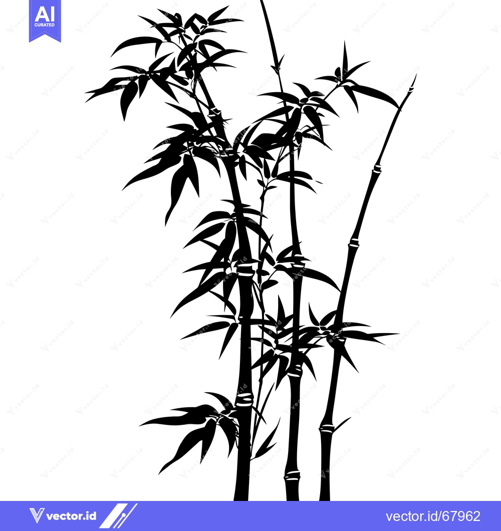 Premium Vector dari Black and White Silhouette of Bamboo Shoots