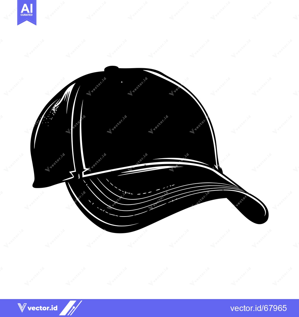Premium Vector dari Black and White Illustration of a Baseball Cap