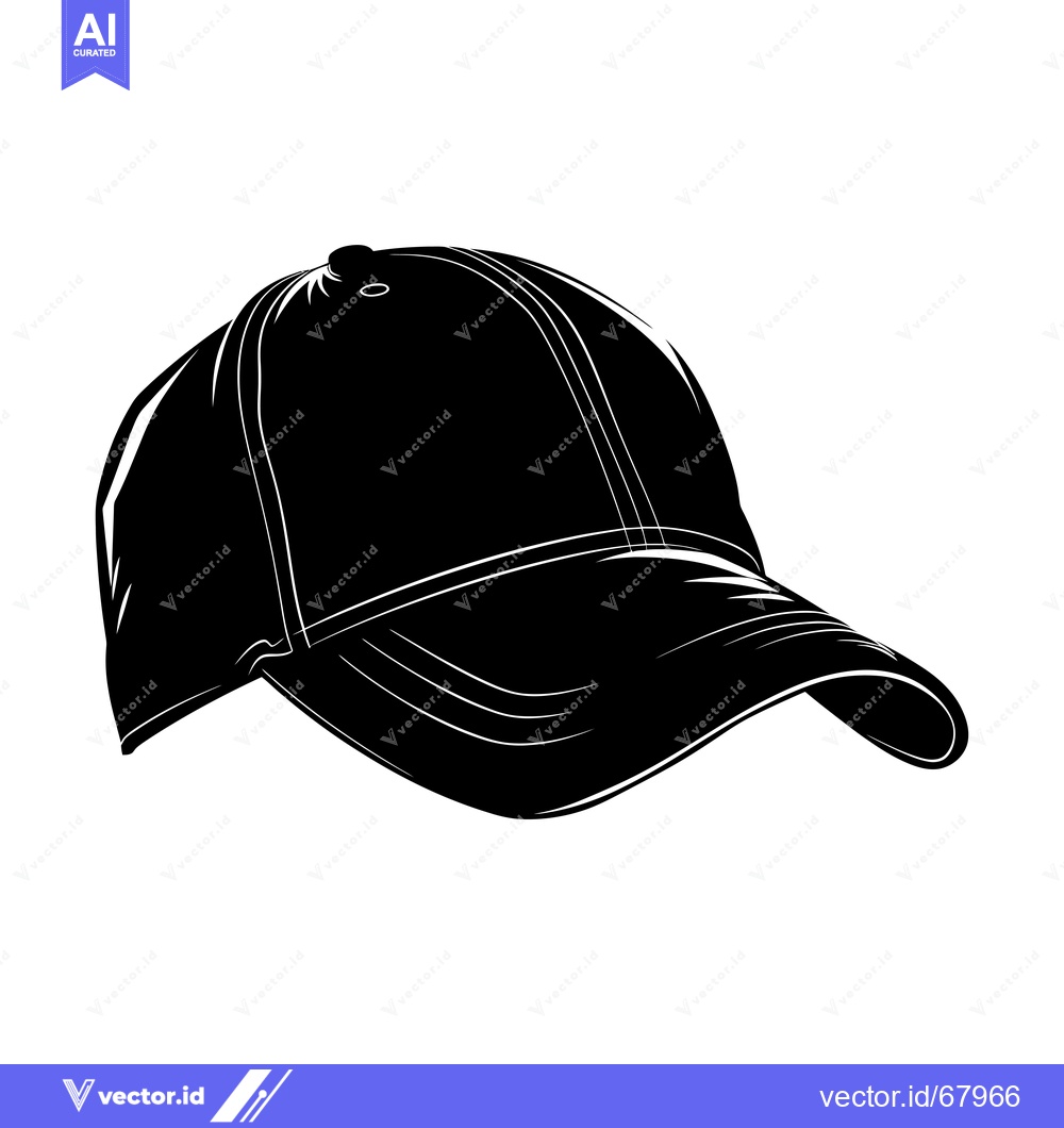 Premium Vector dari Black and White Silhouette of a Baseball Cap