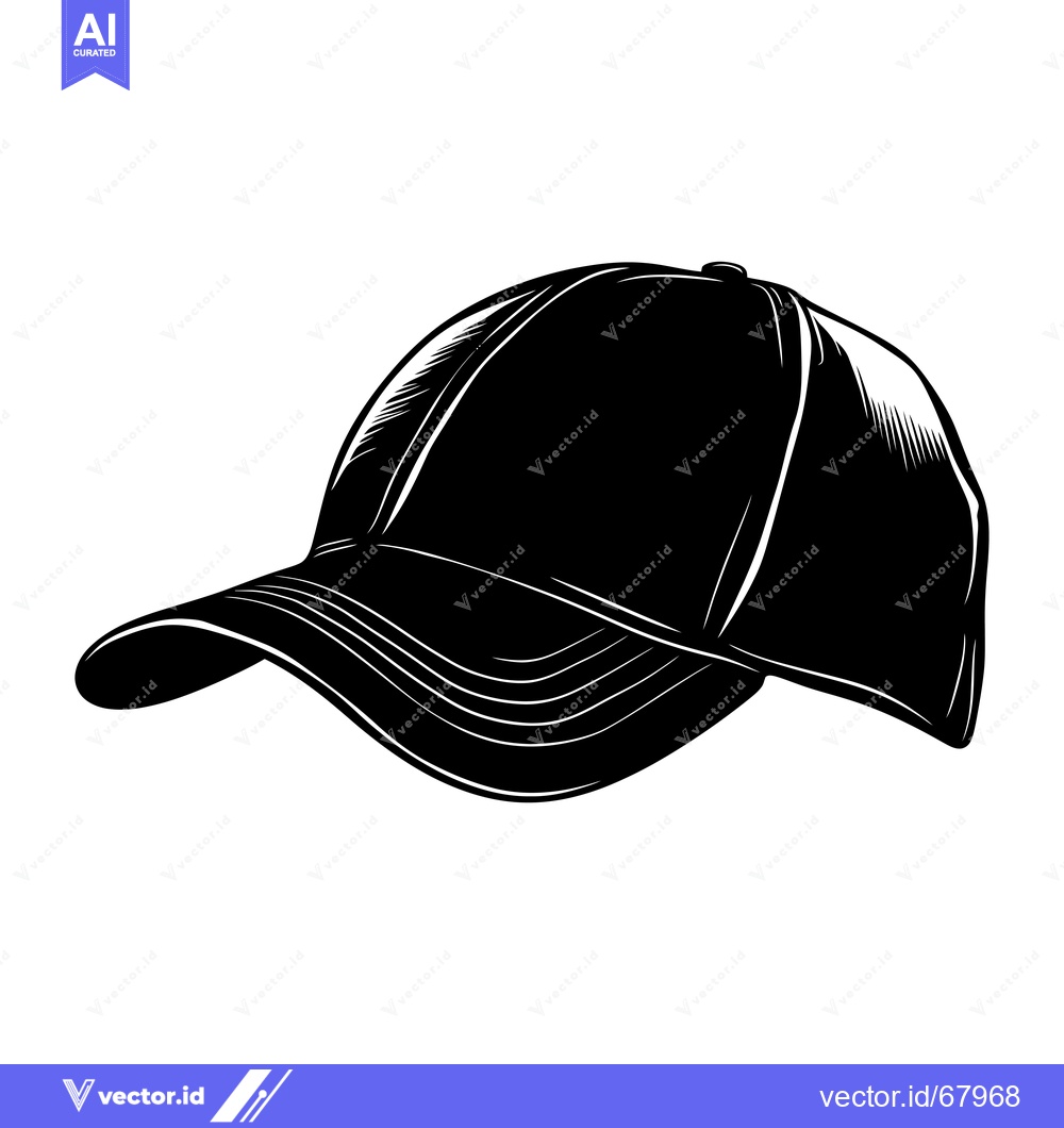 Premium Vector dari Black and White Illustration of a Baseball Cap