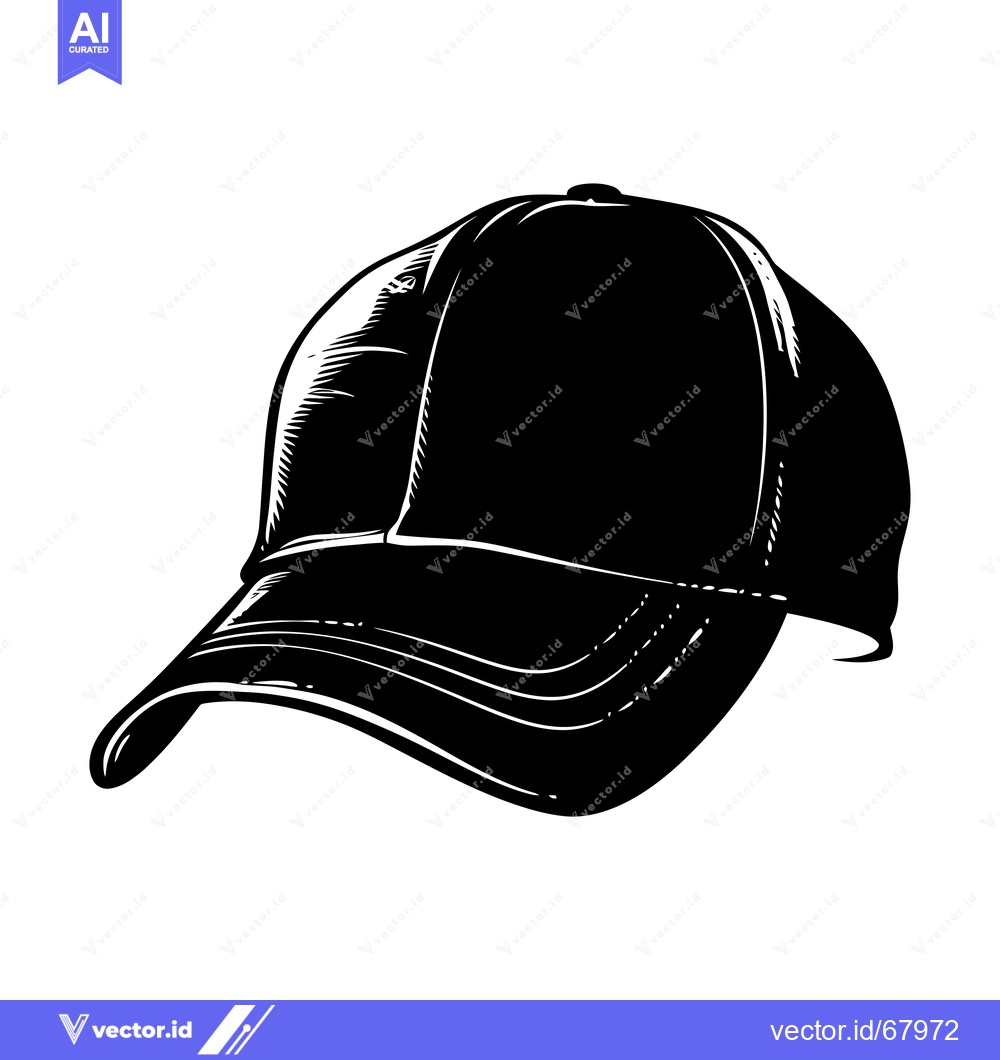 Premium Vector dari Black and White Illustration of a Baseball Cap