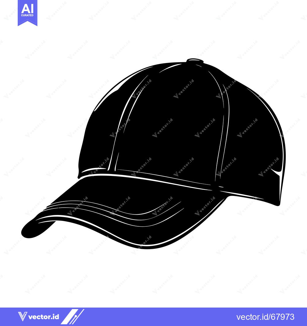 Premium Vector of Black and White Silhouette of a Baseball Cap