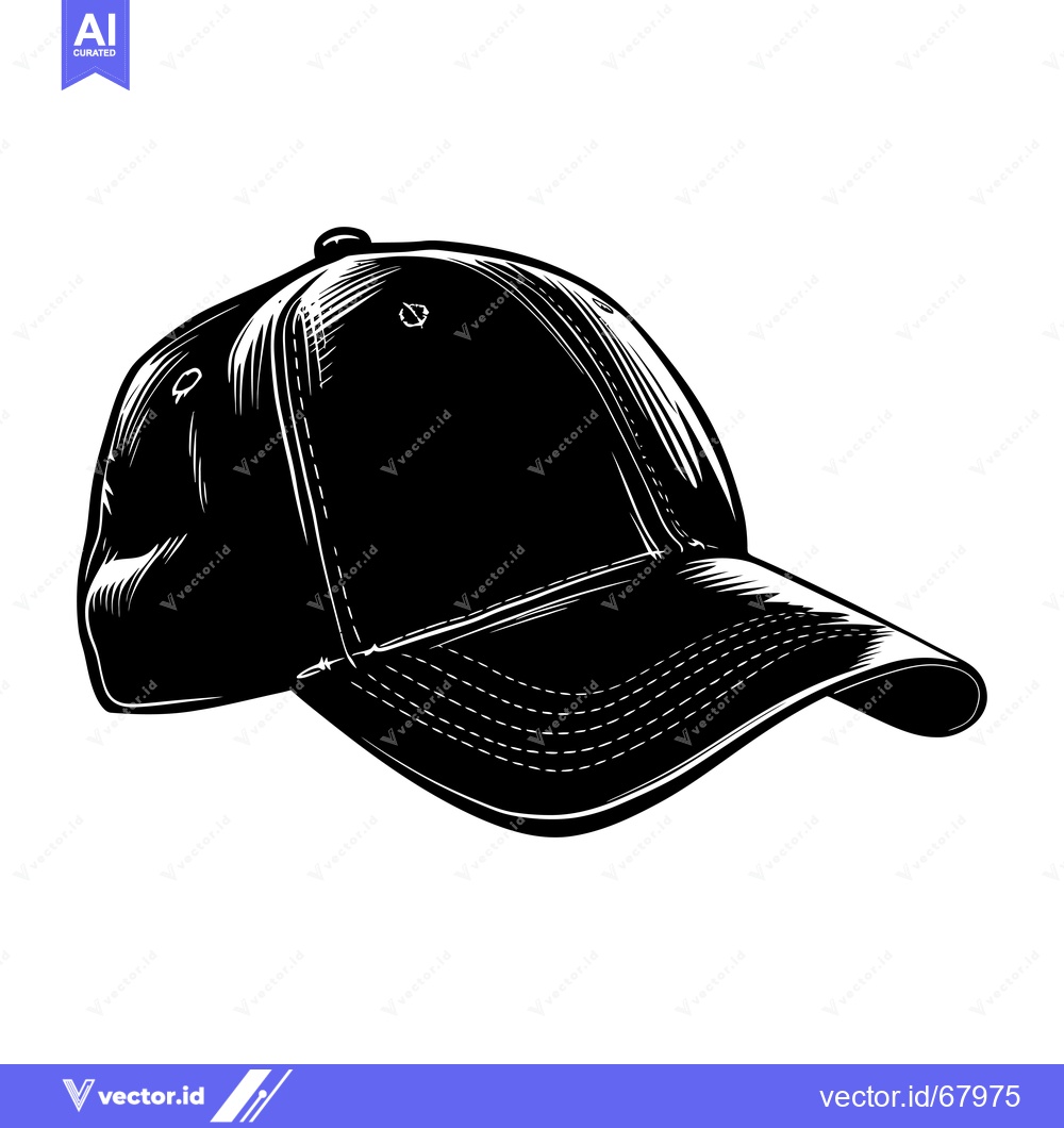 Premium Vector dari Black and white illustration of a baseball cap