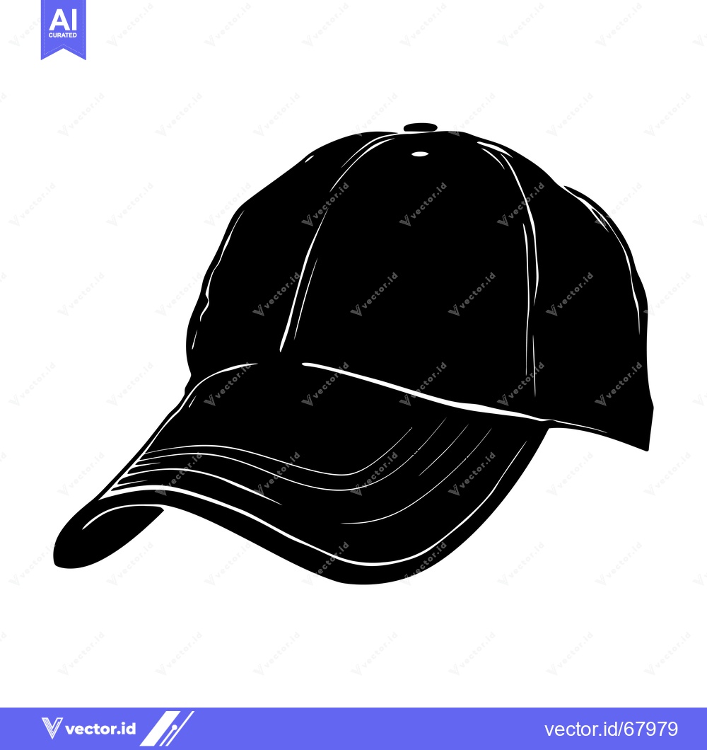 Premium Vector dari Black and White Silhouette of a Baseball Cap