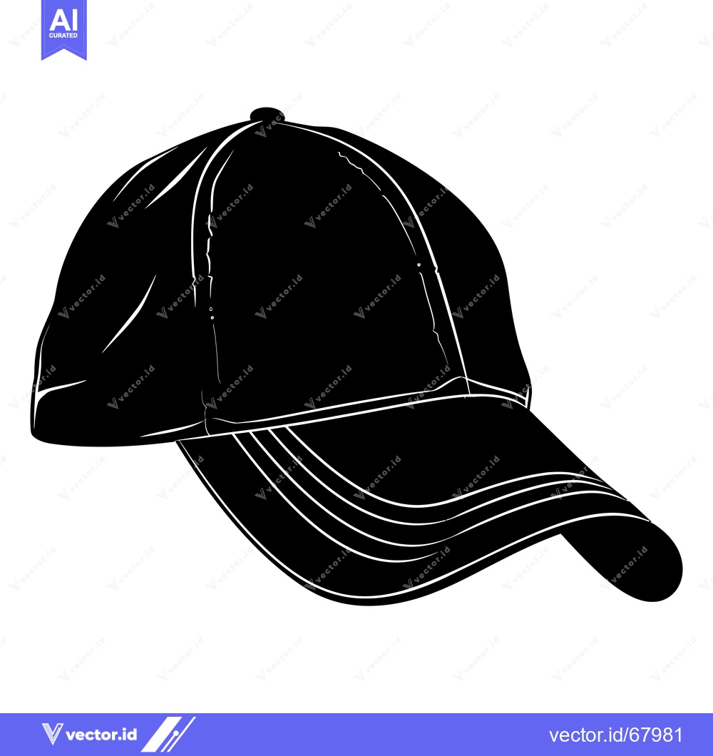 Premium Vector dari Black and White Silhouette of a Baseball Cap