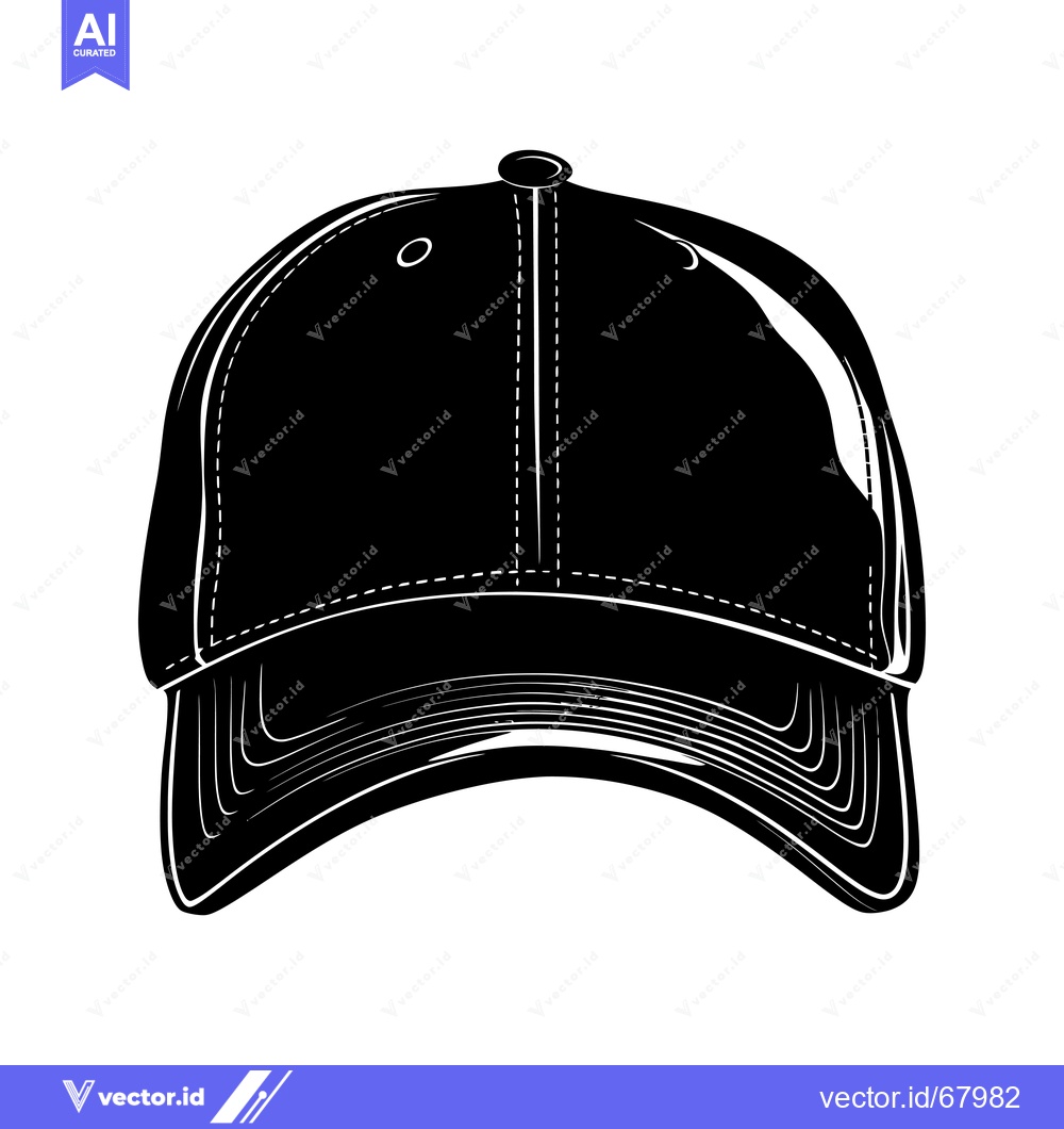 Premium Vector dari Black and White Silhouette of a Baseball Cap