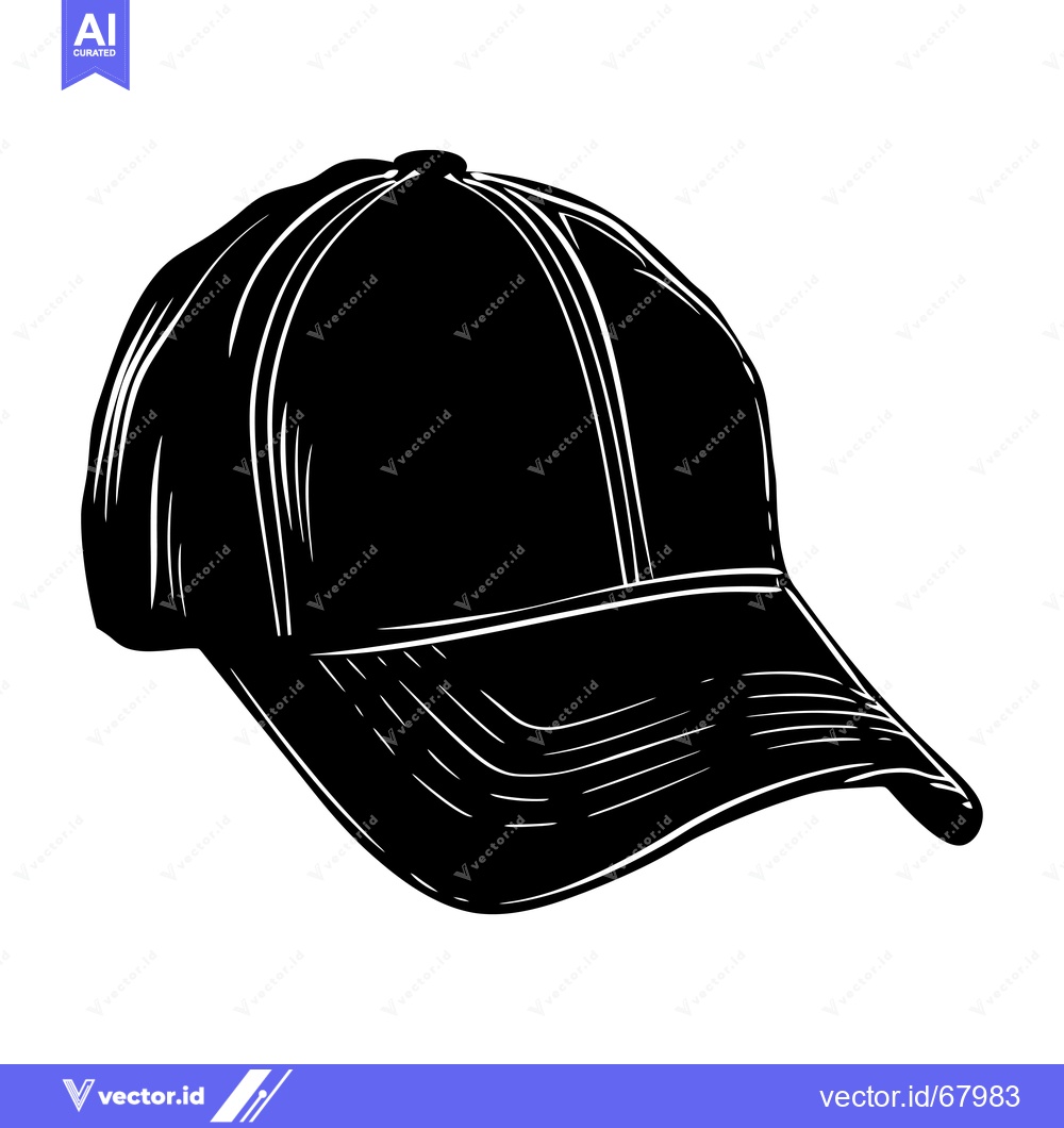 Premium Vector of Black and White Sketch of a Baseball Cap