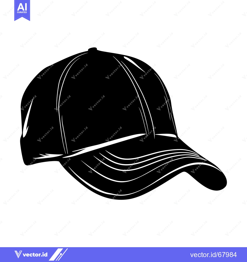 Premium Vector dari Black and White Silhouette of a Baseball Cap