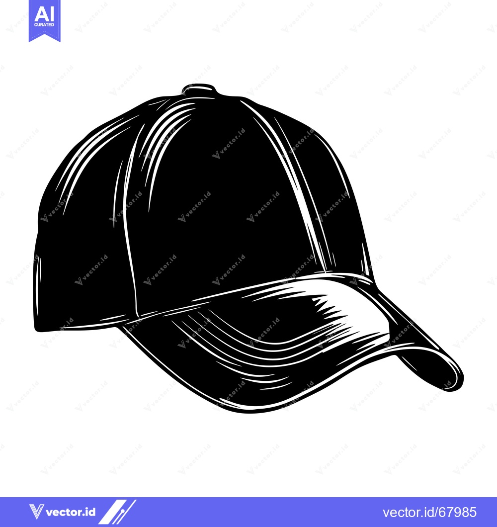Premium Vector dari A black and white illustration of a baseball cap