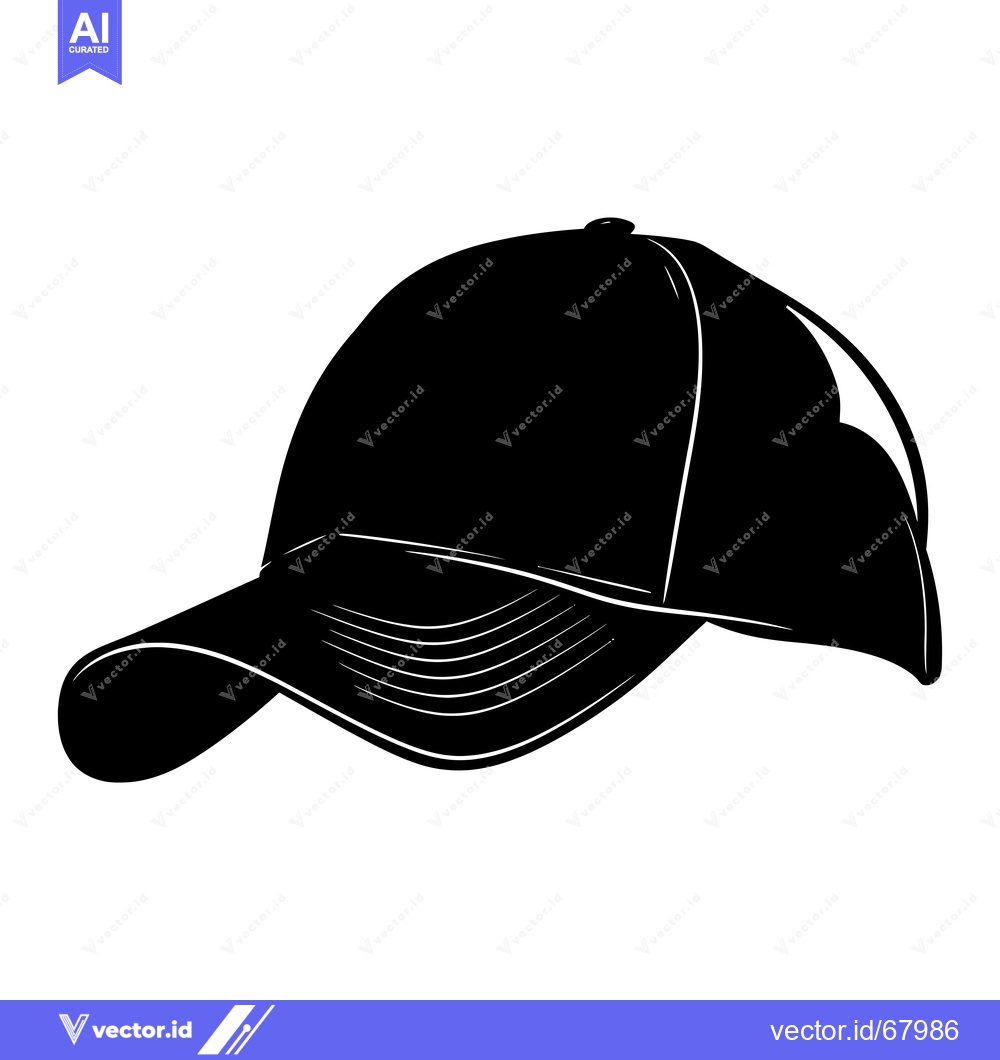 Premium Vector dari A Black and White Silhouette of a Baseball Cap