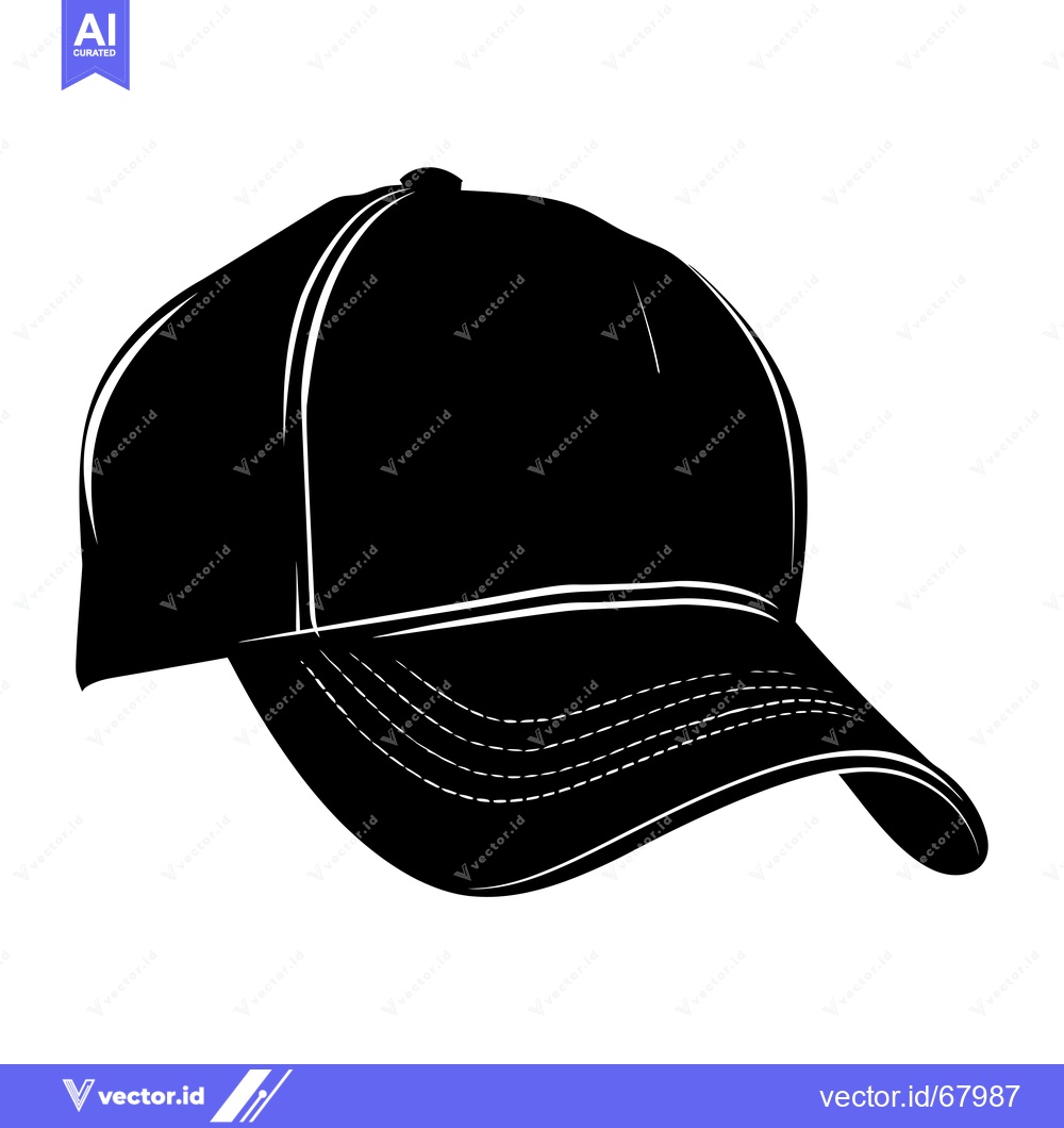 Premium Vector dari Black and White Silhouette of a Baseball Cap