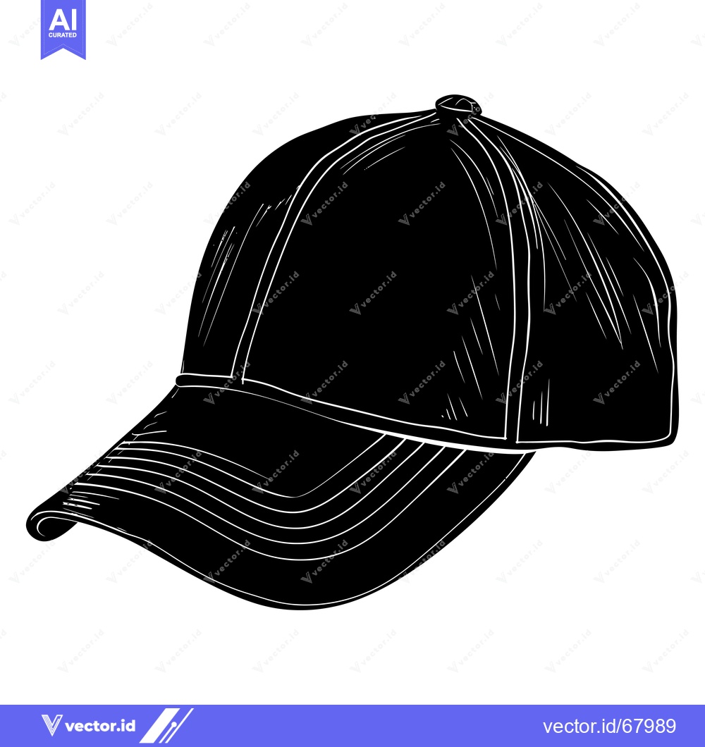 Premium Vector dari Black and White Illustration of a Baseball Cap