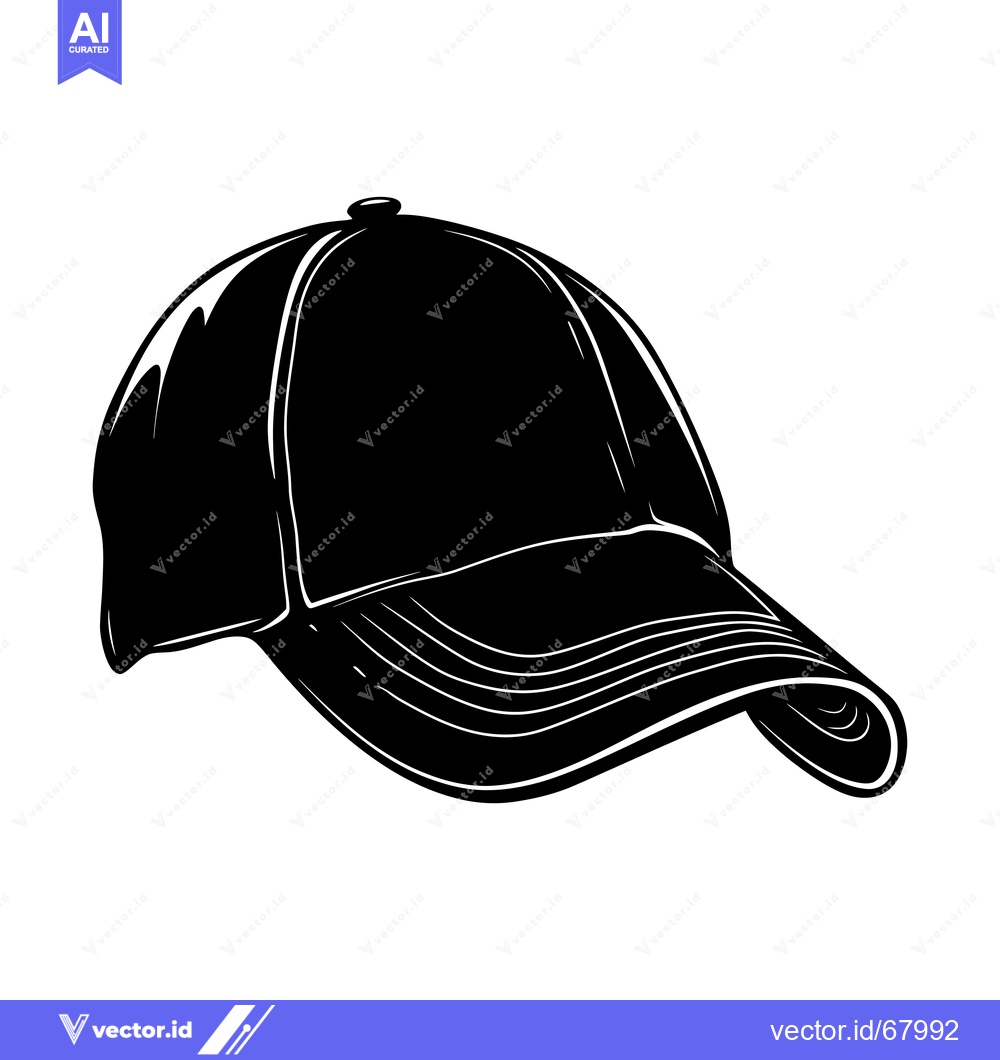 Premium Vector dari Black and White Silhouette of a Baseball Cap