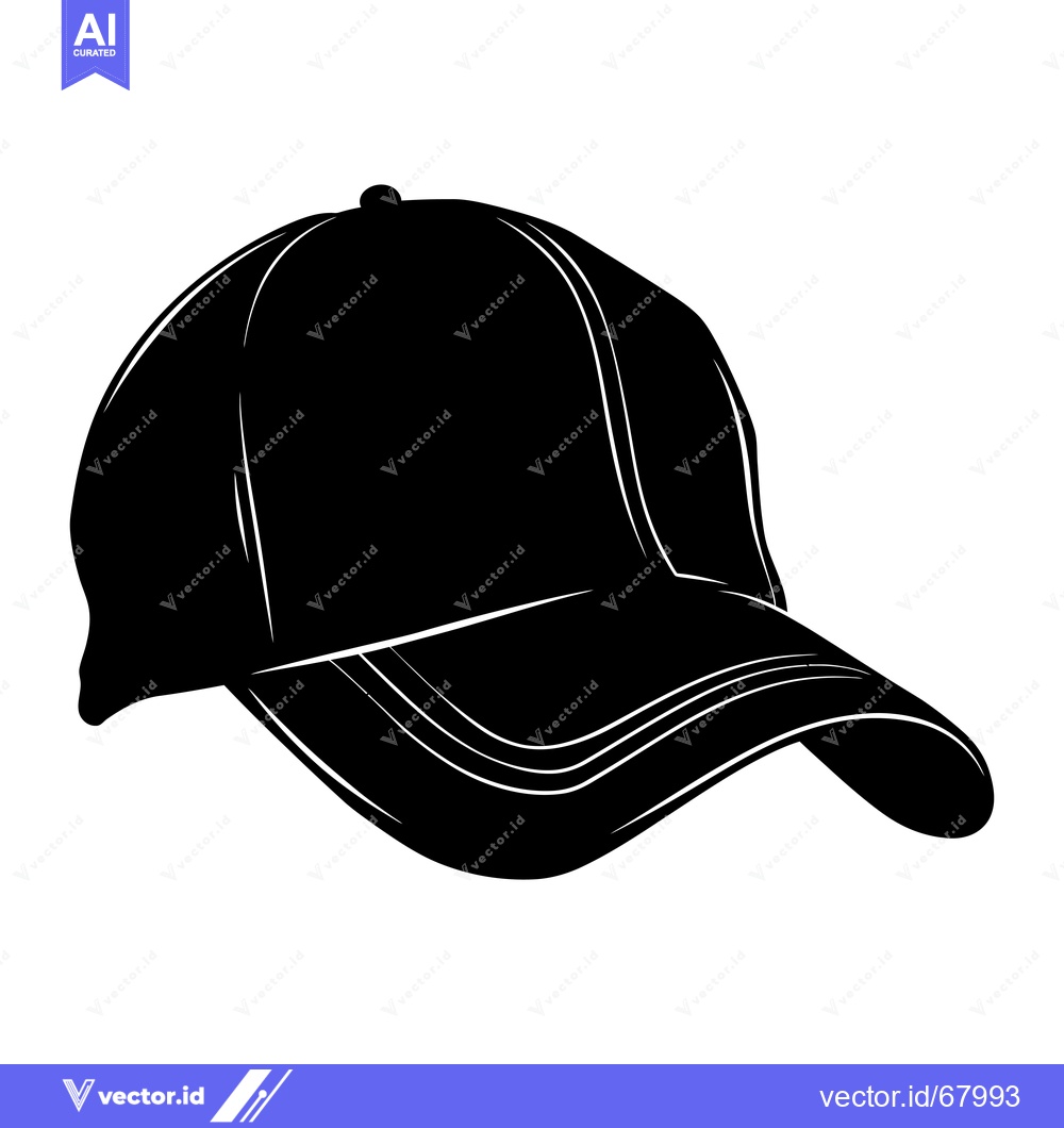 Premium Vector dari Black and White Silhouette of a Baseball Cap