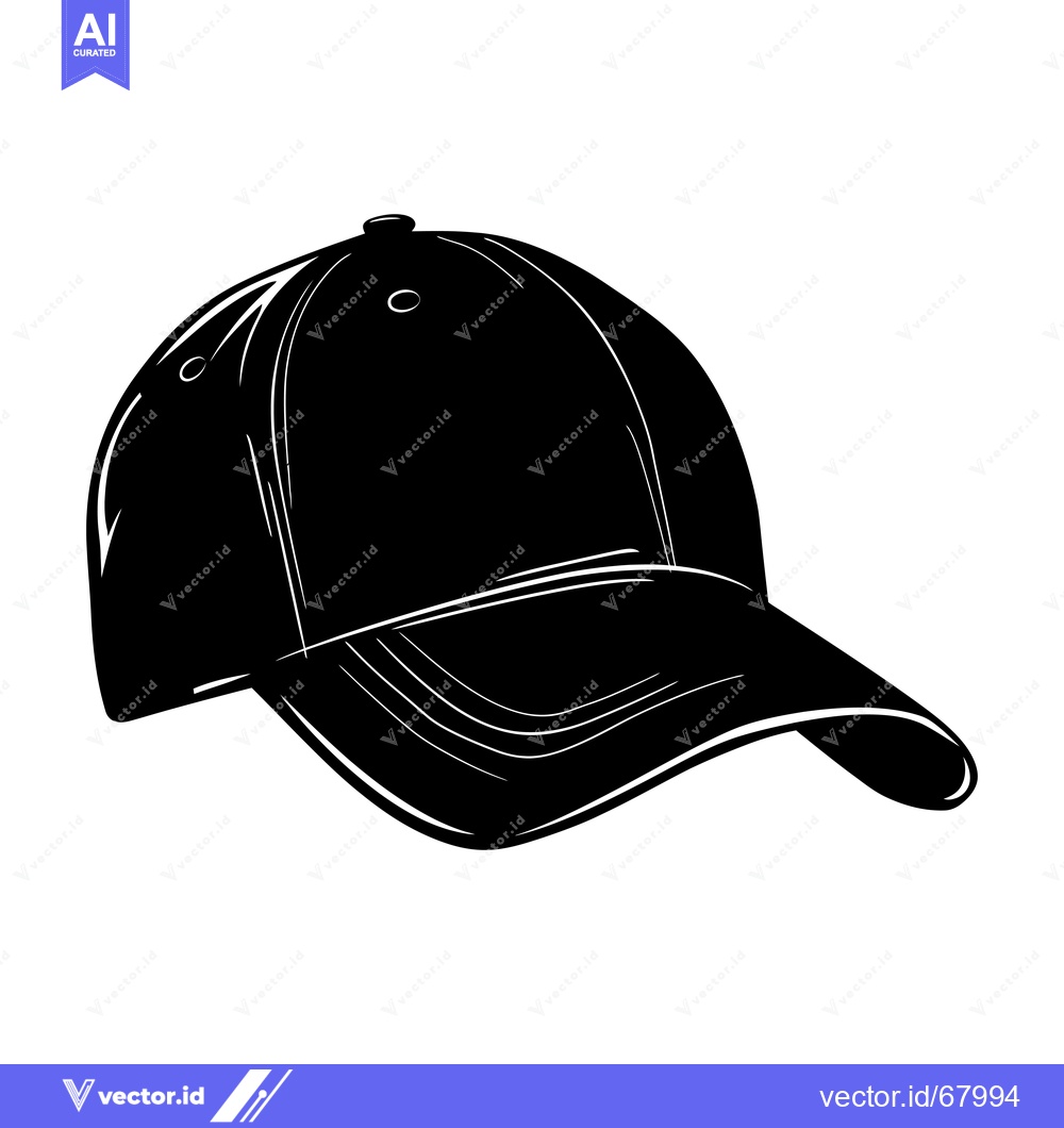 Premium Vector dari A Black and White Silhouette of a Baseball Cap